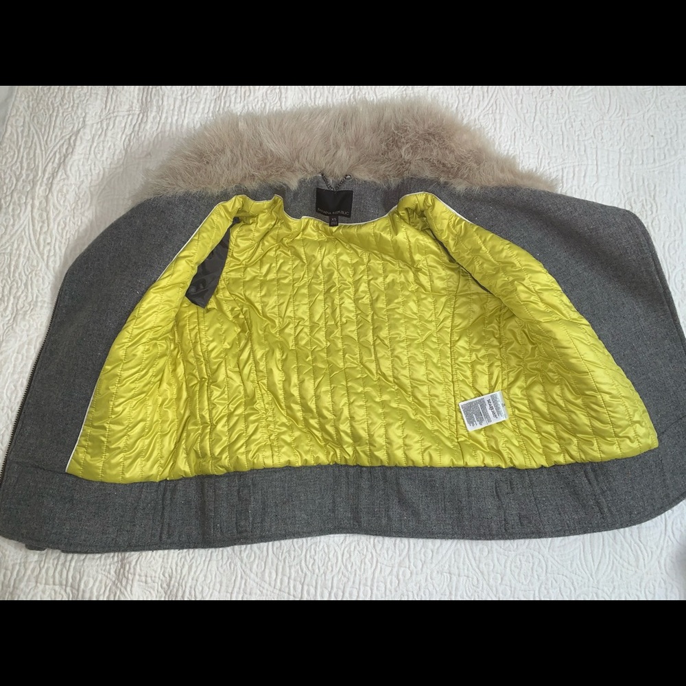 BANANA REPUBLIC faux fur plaid winter jacket size xs - Picture 3 of 6